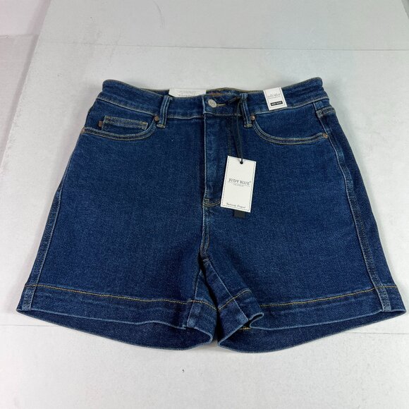 Judy Blue Jean Shorts Women's Large Perfect Vide High Rise Dark Blue Denim Jorts - Picture 1 of 16